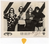 Eddie Van Halen Signed & Inscribed Band Photograph and Stage Used Guitar Pick (REAL)