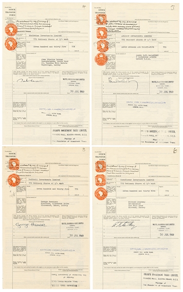 The Beatles Signed Individual Stock Certificate Contracts for 1969 Sale of NEMS Publishing (Caiazzo & REAL) 