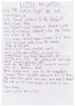 Noel Gallagher Handwritten Oasis "Little By Little" Lyrics