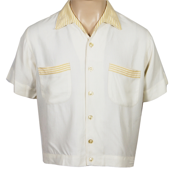 Elvis Presley Circa 1960s Owned & Worn White Leisure Shirt with Orange Stripes
