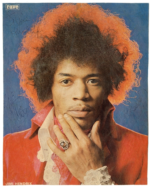 Jimi Hendrix Experience Incredible Band Signed Original Mike Berkovsky Historic "Rave" Color Magazine Photo (REAL)