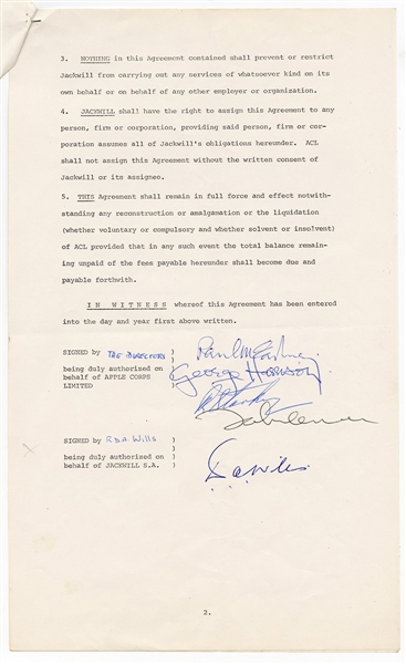 The Beatles Signed Last Agreement for Worldwide Promotion of Their Albums (Except Europe) 1975 (Caiazzo & REAL) 