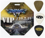 Eddie Van Halen Stage Used Guitar Picks with 2015 Hollywood Bowl Pass