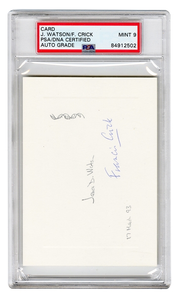 Watson and Crick Signed DNA Sketch (PSA Grade 9)
