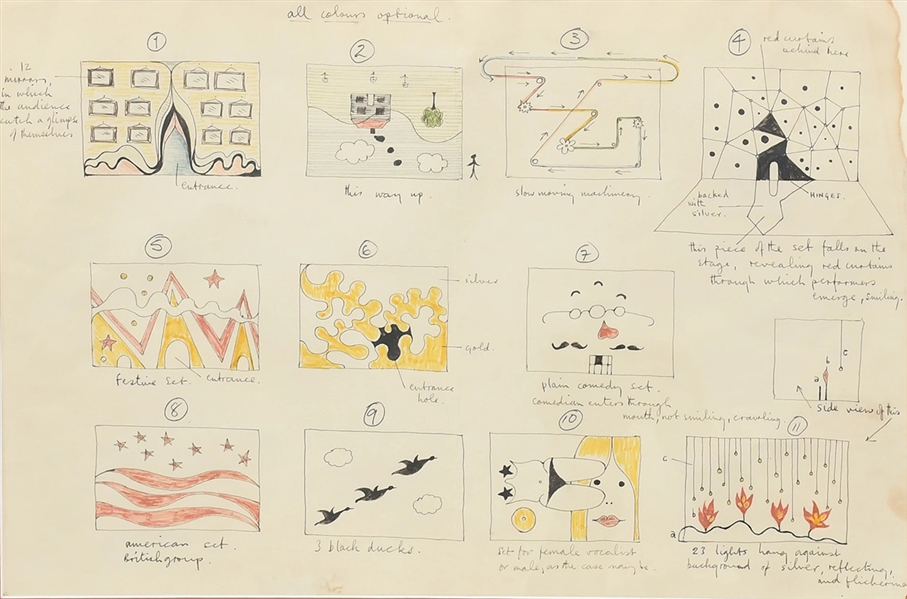 Paul McCartney Oversized Hand-Drawing for 1966 Stage Design with His Hand-Annotations for the Four Tops Saville Theatre Performance (Tracks & REAL)