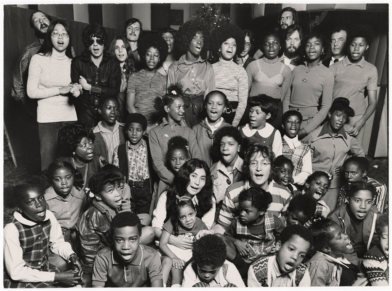 John Lennon & Yoko Ono Incredible Original Photograph for “Happy Xmas (War is Over” with The Harlem Community Choir