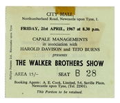 The Jimi Hendrix Experience Walker Brothers 1967 City Hall Newcastle Handbill And Ticket Stub