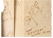 The Beatles Historic Ed Sullivan Show Wall Signed by All Four with Their Hand-Drawn Self-Caricatures February 9, 1964 (Caiazzo)  Photo-Matched 