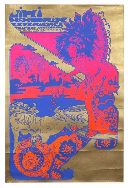 Jimi Hendrix Experience Extremely Rare 1967 Fillmore Auditorium Concert Poster