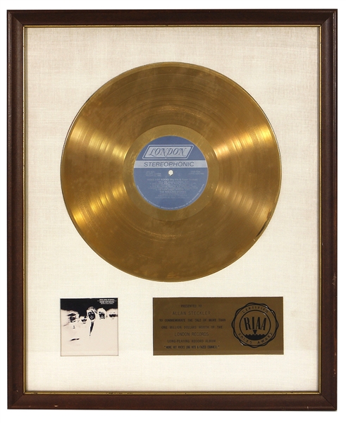 The Rolling Stones “More Hot Rocks (Big Hits & Fazed Cookies)” Original RIAA White Matte Album Gold Record Award Presented to Allan Steckler