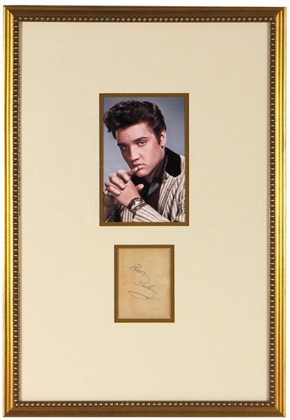 Elvis Presley Framed Signed Vintage Cut (JSA & REAL)