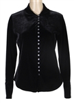 Prince Custom Stage Worn & Owned Worn Black Velvet Long-Sleeved Shirt
