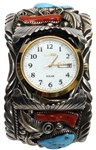 Elvis Presley Owned & Stage Worn Native-American Sterling Silver, Turquoise and Coral Cuff Bracelet Watch