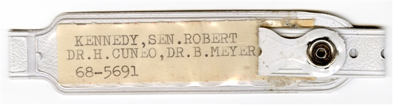 Senator Robert F. Kennedys Historic Hospital Patient ID Wristband from the Day of His Assassination, June 5, 1968