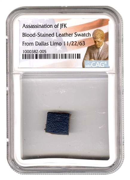 John F. Kennedy Blood-Stained Leather Swatch From Dallas Limo (CAG Encapsulated)
