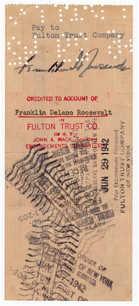 Jewish Foundation Buys Franklin D. Roosevelt’s Home in Manhattan for Hunter College Signed Check by FDR! (JSA)