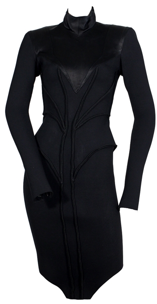 Lady Gaga 2011 Grammys Nominations Concert Worn Custom Black Neoprene Dress (Photo-Matched)