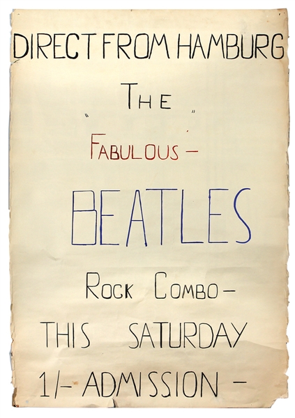 The Beatles Incredibly Rare December 1960 Casbah Club Concert Poster