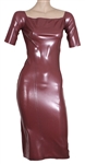 Katy Perry 34th Birthday Worn Wine Latex Short-Sleeved Dress (Photo-Matched)