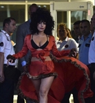 Lady Gaga 2014 Istanbul Worn Orange Satin and Fur Dressing Gown with Matching Shorts (Photo-Matched)