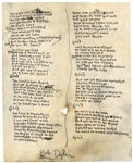 Bob Dylan Handwritten & Signed "Ballad of a Thin Man" Working Lyrics (JSA, James Blanco LOA and Clinton Heylin LOA)