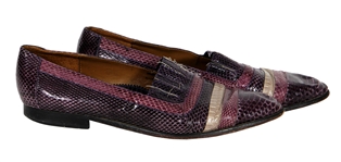 James Brown Owned and Worn Purple Snakeskin Leather Dress Shoes