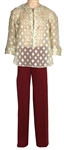 James Brown Owned & Worn Custom Wine Pants and Sheer Gold Tunic Shirt