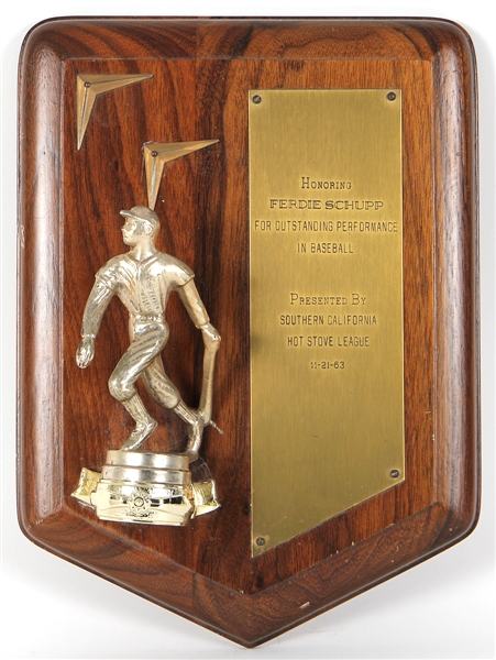 Ferdie Schupp Honorary Plaque Presented to Player 63