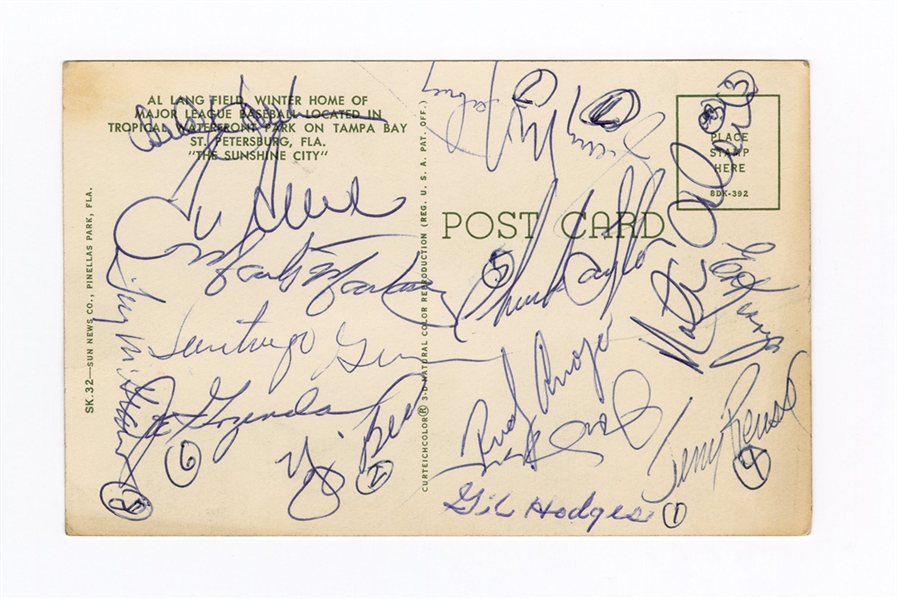 1971 NY Mets & St Louis Cardinals Signed Spring Training Postcard JSA LOA