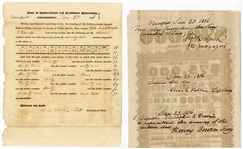 1836 State of Rhode Island Lottery Document