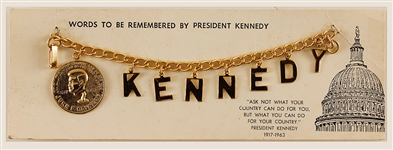 John F. Kennedy Original Vintage Commemorative Charm Bracelet