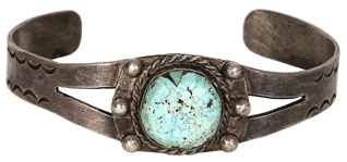 Janis Joplin Owned & Stage Worn Turquoise Sterling Bracelet