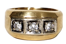 Tupac Shakur Personally Owned & Worn Diamond and 14 kt Gold Ring