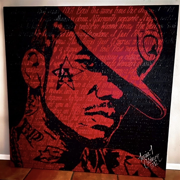 The Game Owned Original Tonia Calderon Incredible Self-Portrait Canvas Painting Signed by The Artist