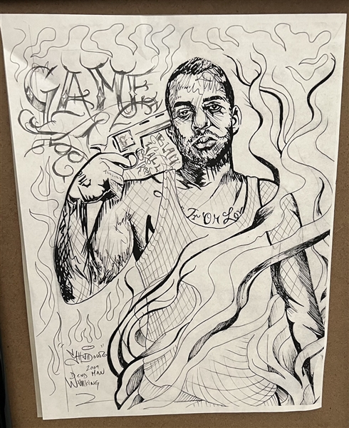 The Game Owned Original Signed 2009 Self-Portrait Drawing