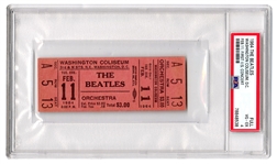 The Beatles First U.S. Concert (2/11/64 Washington Coliseum D.C.) Full Concert Ticket Only Example Graded by PSA! (PSA 4)