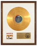 The Beatles “Beatles VI” RIAA White Matte Gold Album Award Presented to The Beatles