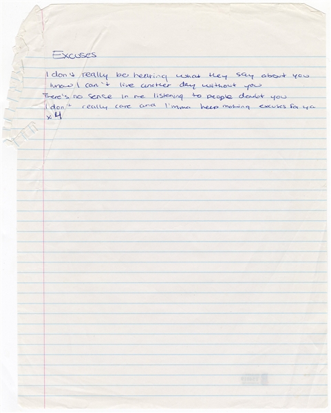 Drake Handwritten “Excuses” Lyrics (Beckett)