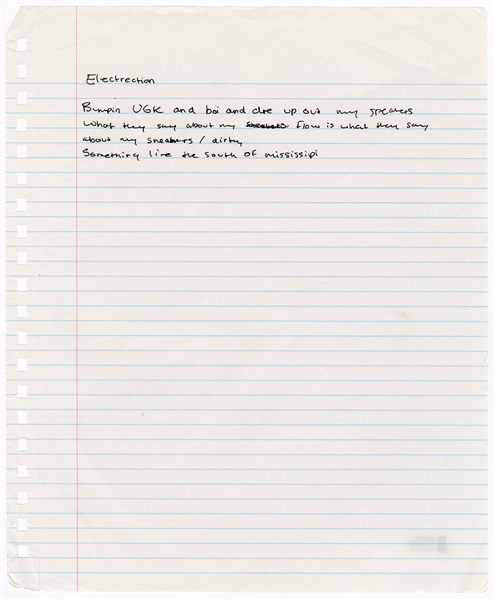 Drake Handwritten “Electrection” Lyrics (Beckett)