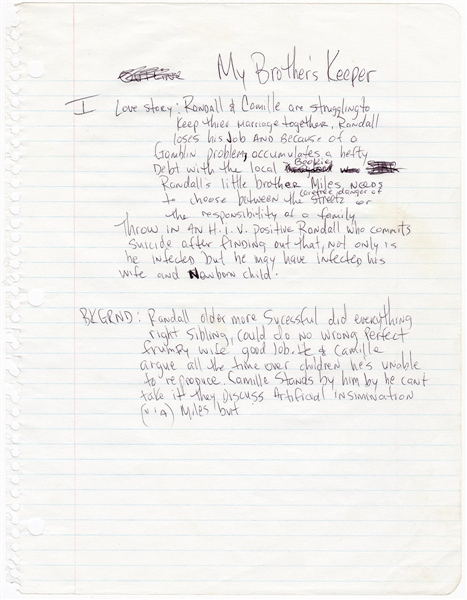 Tupac Shakur Handwritten “My Brother’s Keeper” Screenplay (JSA)