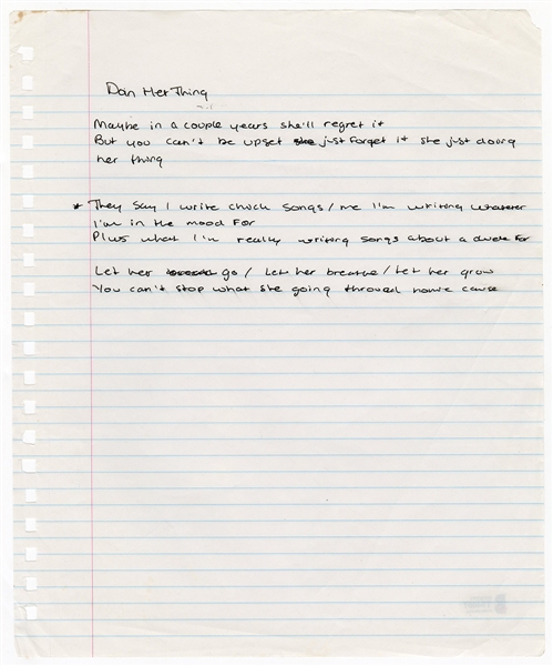 Drake Handwritten Working Lyrics for “Doin Her Thing” (Beckett)