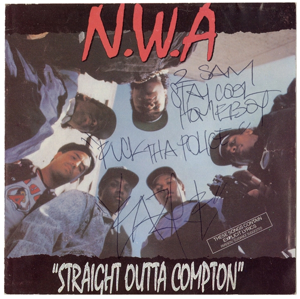 Eazy-E Signed “Straight Outta Compton” CD Cover with “Fuck Tha Police” Lyric Inscription (JSA)