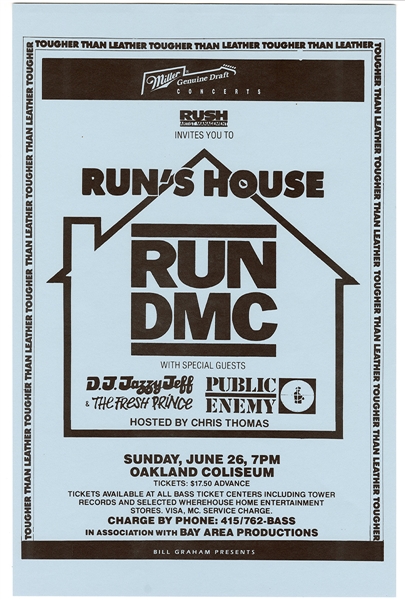 Run-D.M.C. Vintage Concert Poster from Oakland Coliseum Arena, Jun 26, 1988 at Wolfgangs