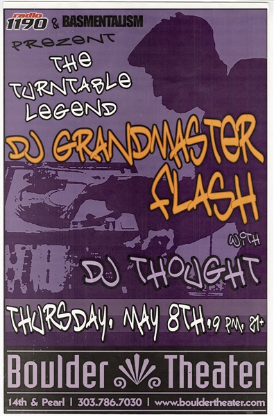 Grandmaster Flash with DJ Thought at the Boulder Theater Original Concert Poster
