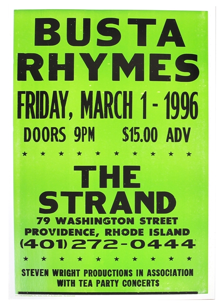 Busta Rhymes at The Strand 1997 Original Concert Poster