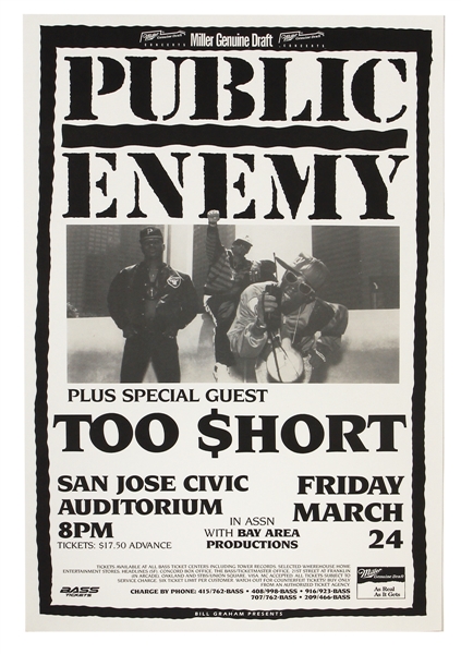 Vintage Public Enemy and Too $hort Concert Poster