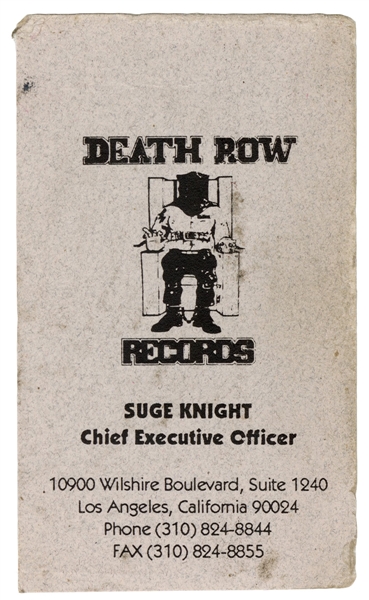 Suge Knight Death Row Records Business Card