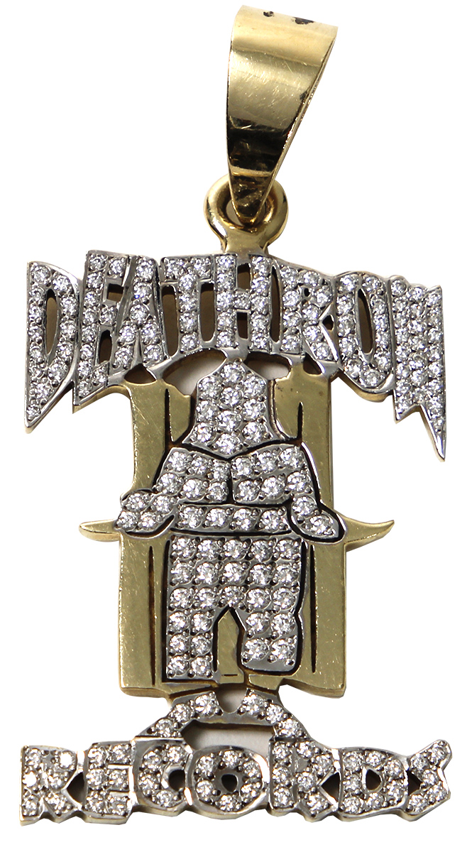 Lot Detail Iconic Tupac Shakur Worn 14KT Gold Diamonds Death Row Records Pendant Commissioned by Suge Knight Suge Knight Collection Worn by Tupac Shakur on All Eyez On Me Album