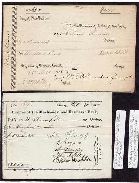 John Dix & Dewitt Clinton Signed Checks / Bank Drafts