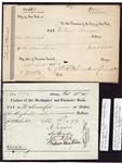 John Dix & Dewitt Clinton Signed Checks / Bank Drafts